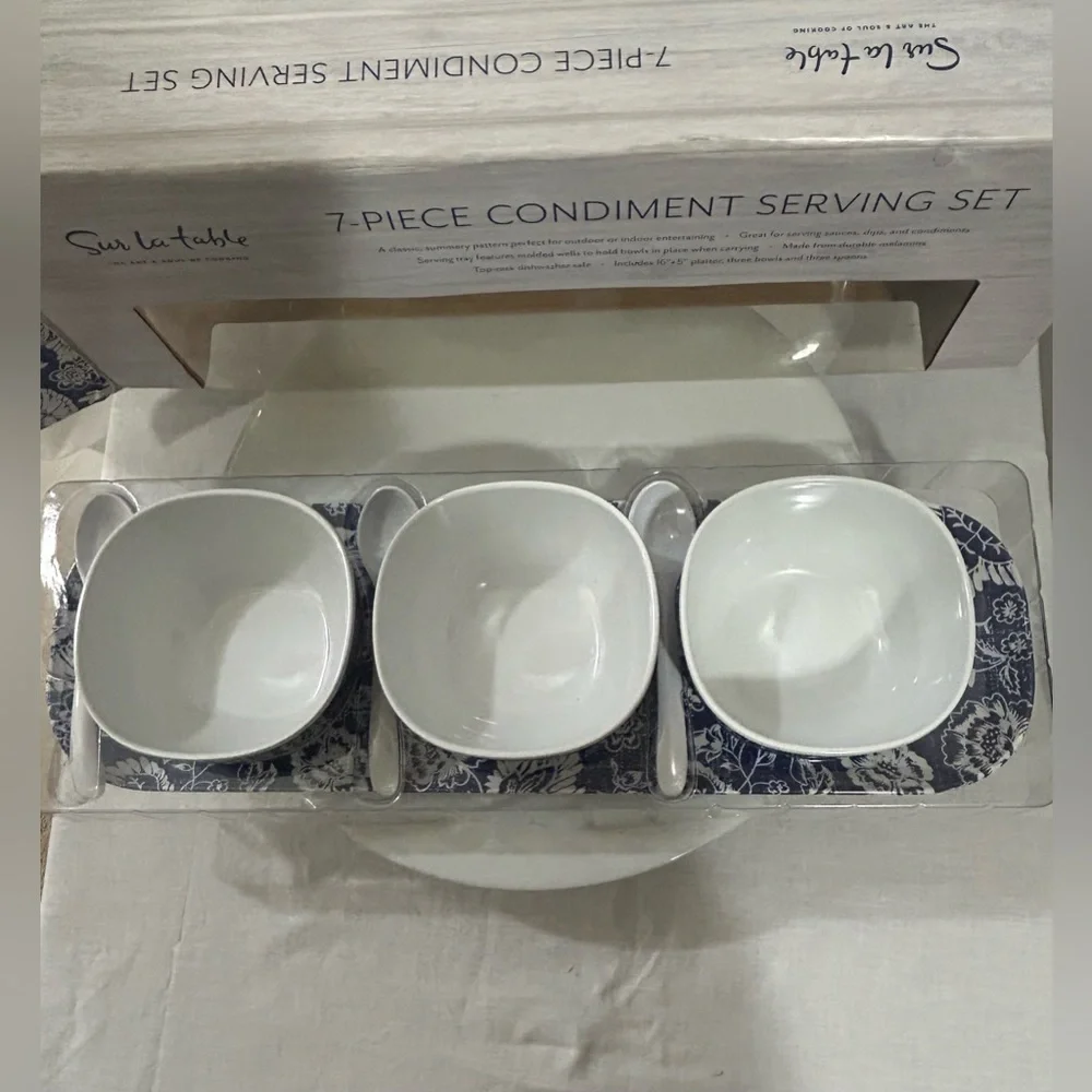 Sur La Table - Blue & White Condiment Serving Set
